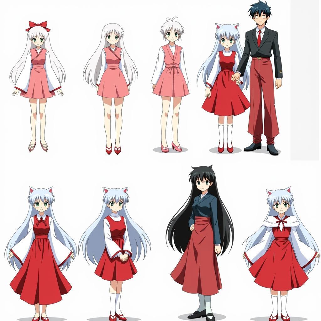 Inuyasha and Kagome Character Design Evolution