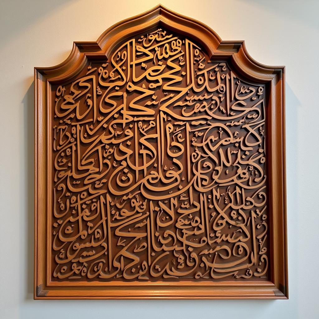 Islamic Wooden Wall Art Featuring Calligraphy