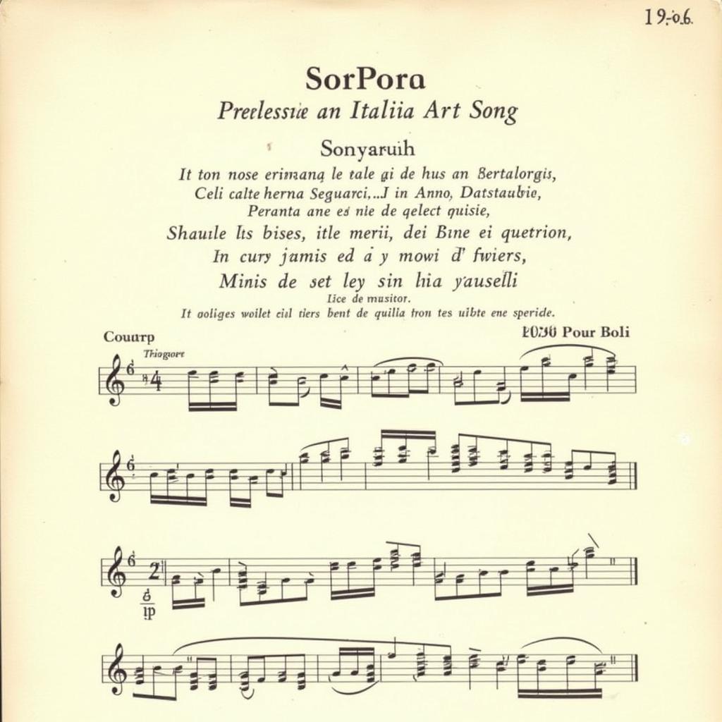 Sheet music of an Italian art song for soprano with musical notations and Italian lyrics.