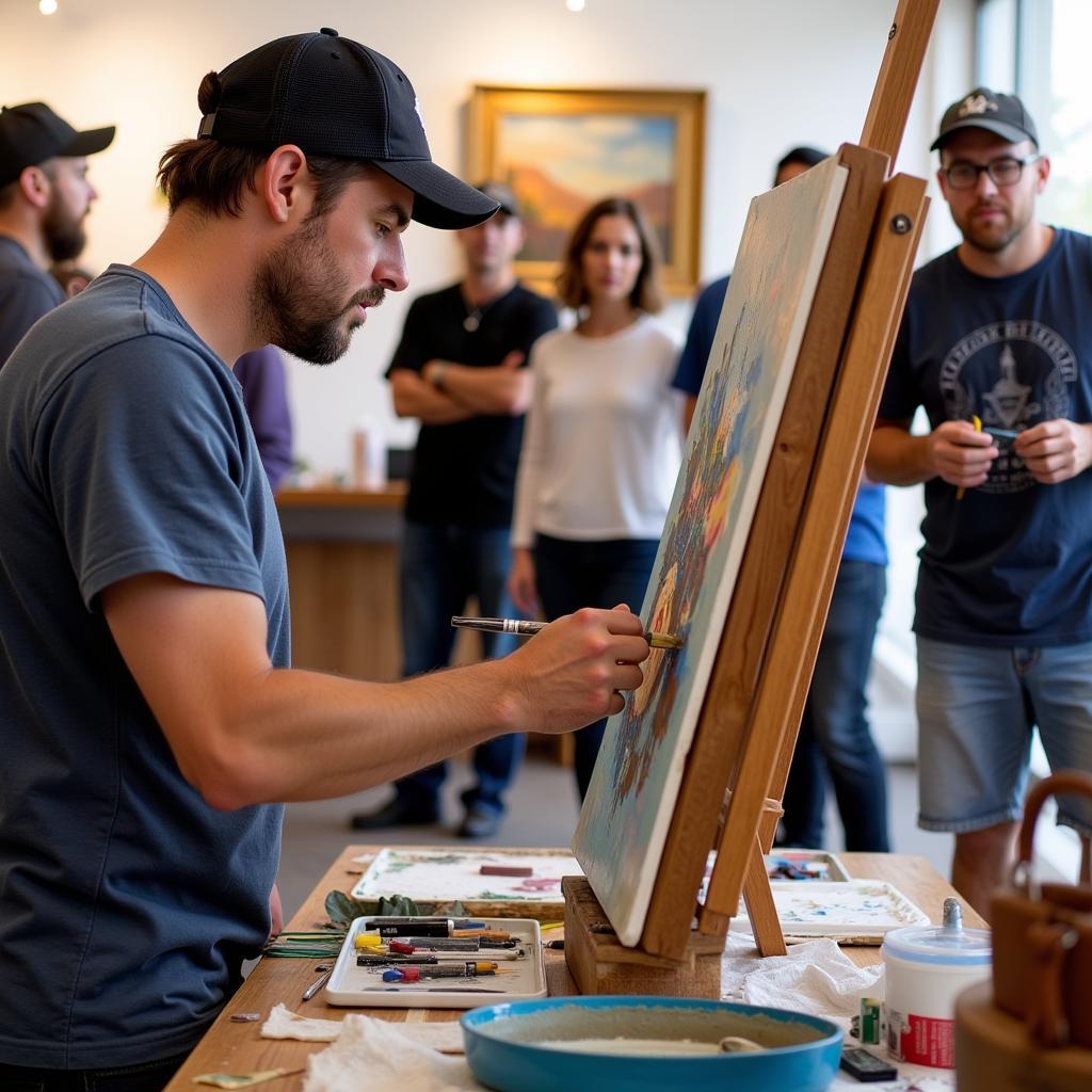 Artist demonstrating techniques at the Jackson Hole Art Festival