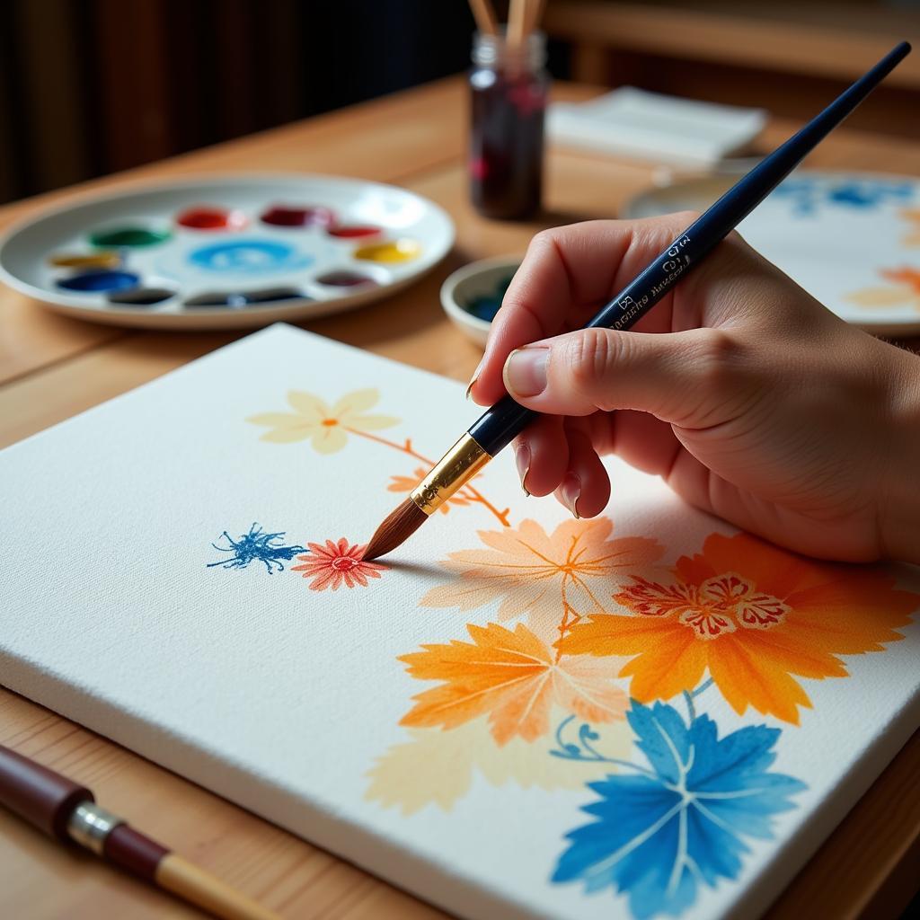 Traditional Japanese Painting Techniques on Canvas