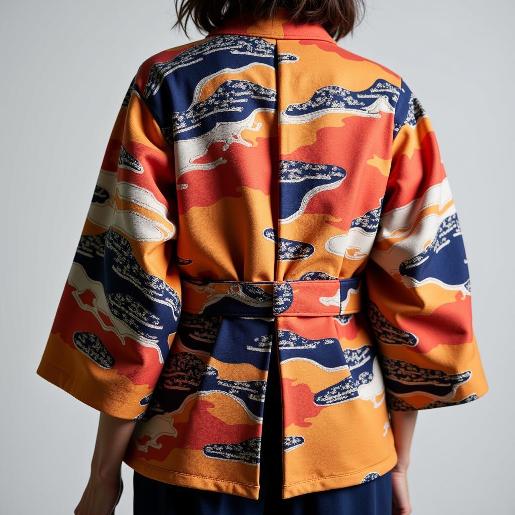 Modern kimono-style jacket with abstract design