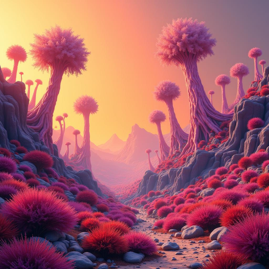 Joe Kronenberg's nature-inspired digital artwork depicting a surreal landscape