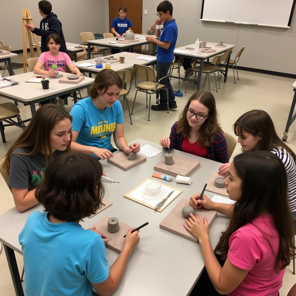 Students Working on Sculpture at Juneau Fine Arts Camp