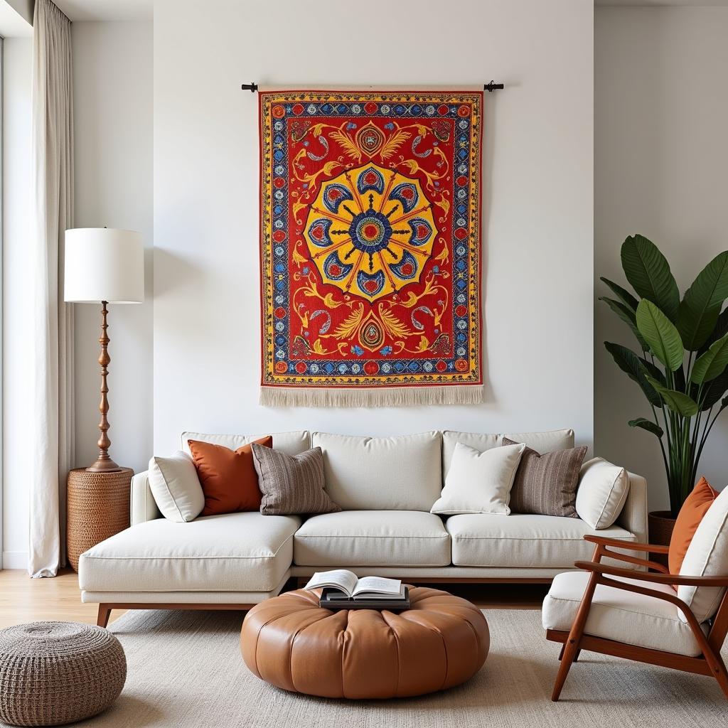 Kalamkari Wall Art in Modern Living Room