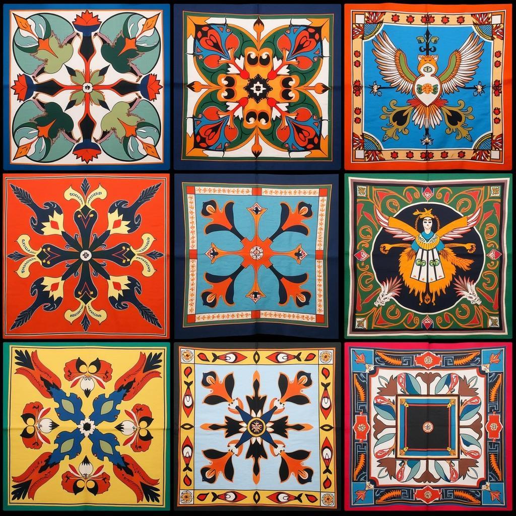 Examples of Kermit Oliver's Hermes scarf designs