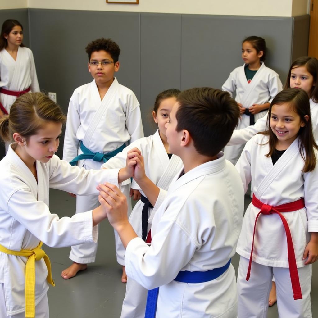 Children participating in a martial arts class in Redding.