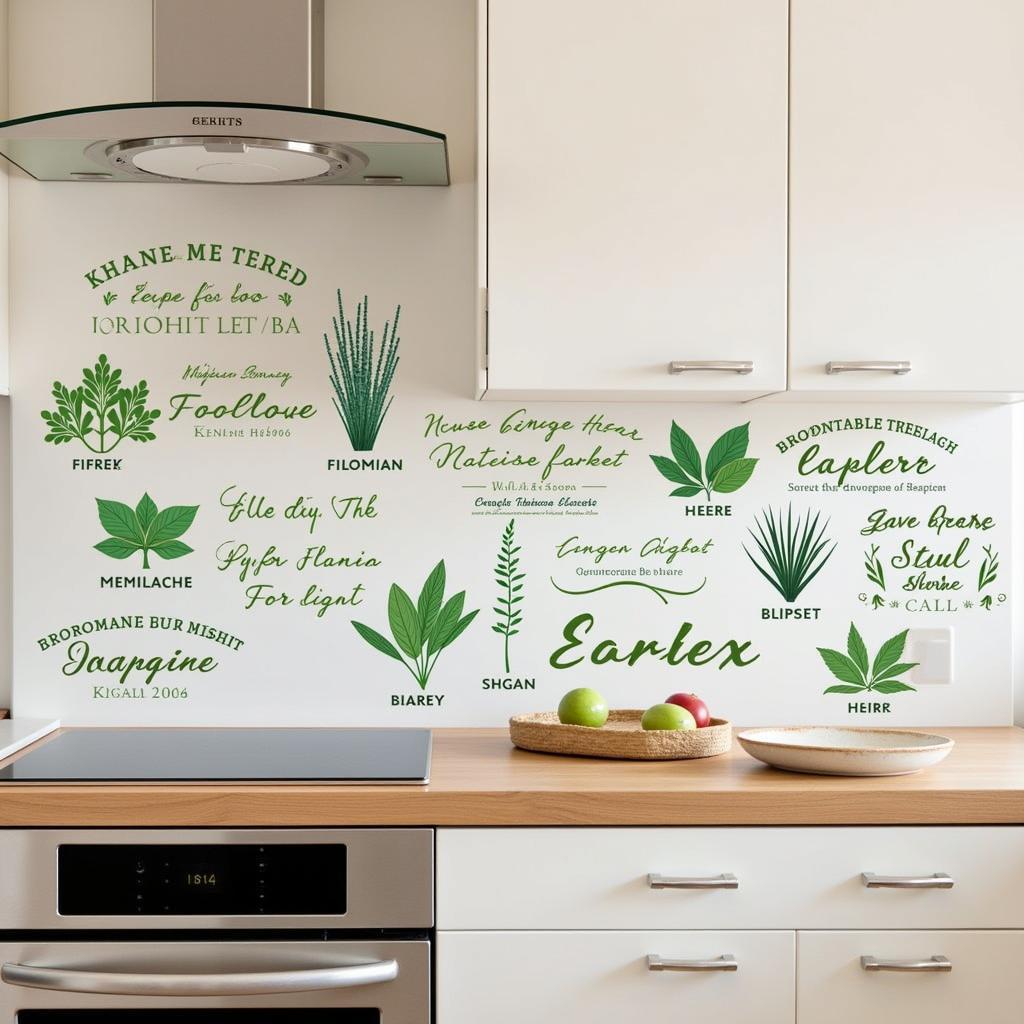 Kitchen wall art decals featuring herbs and spices.