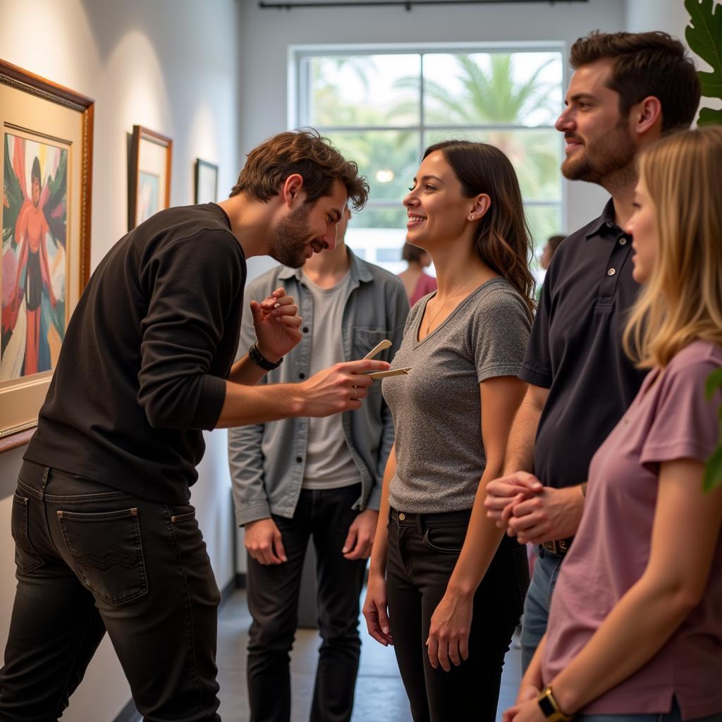 Artist Interacting with Visitors at La Jolla Art Walk