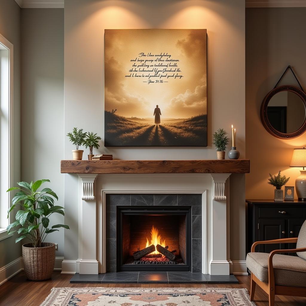 Large Bible Verse Wall Art in a Living Room Setting