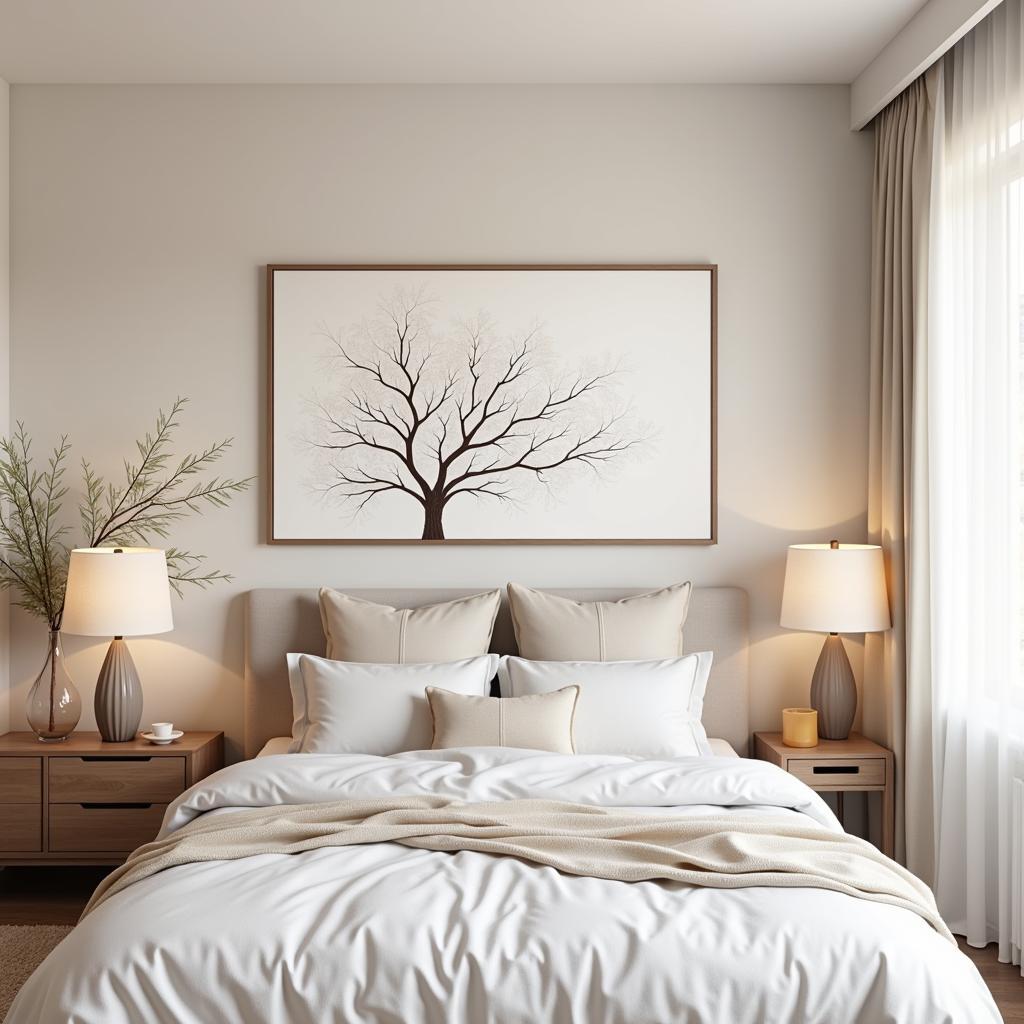 Large Tree Wall Art in a Bedroom