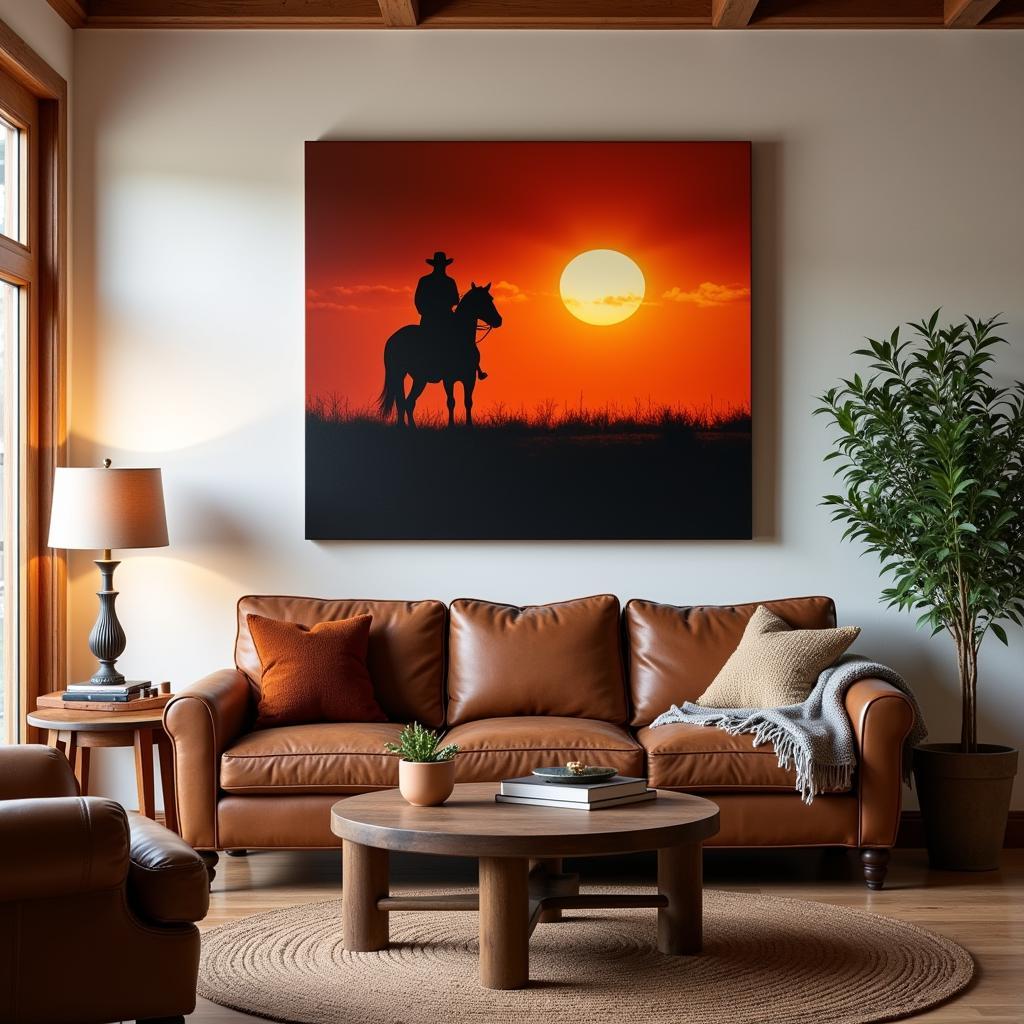 Large Western Wall Art in a Living Room