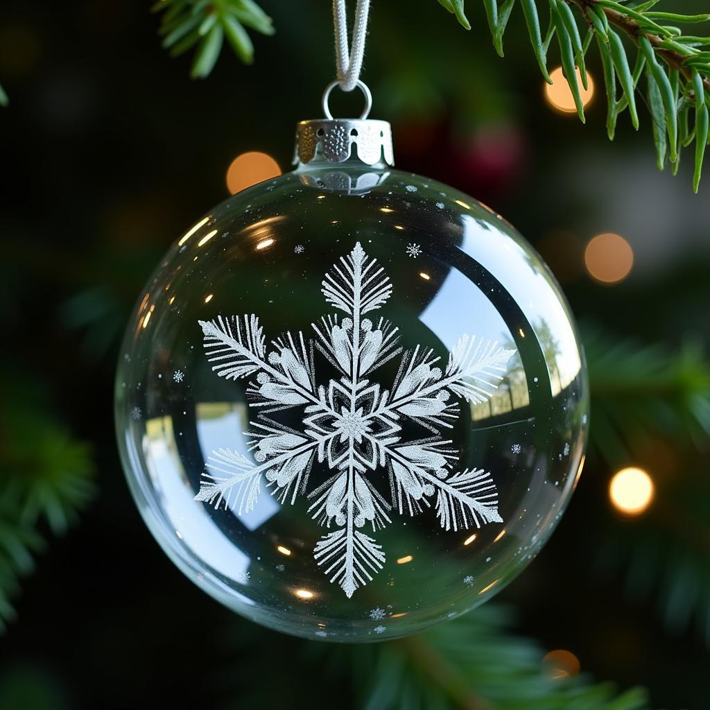 Laser Engraved Glass Ornament