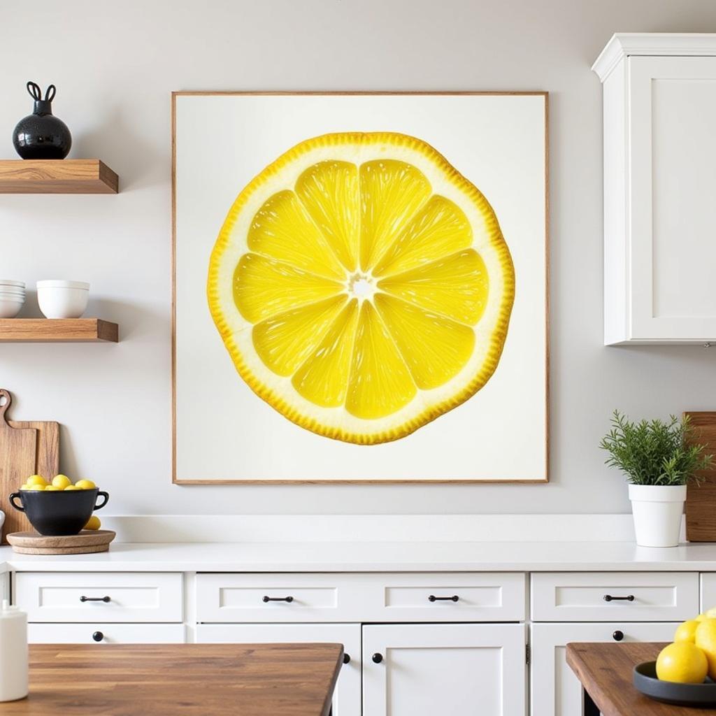 Lemon Art Print in a Kitchen Setting