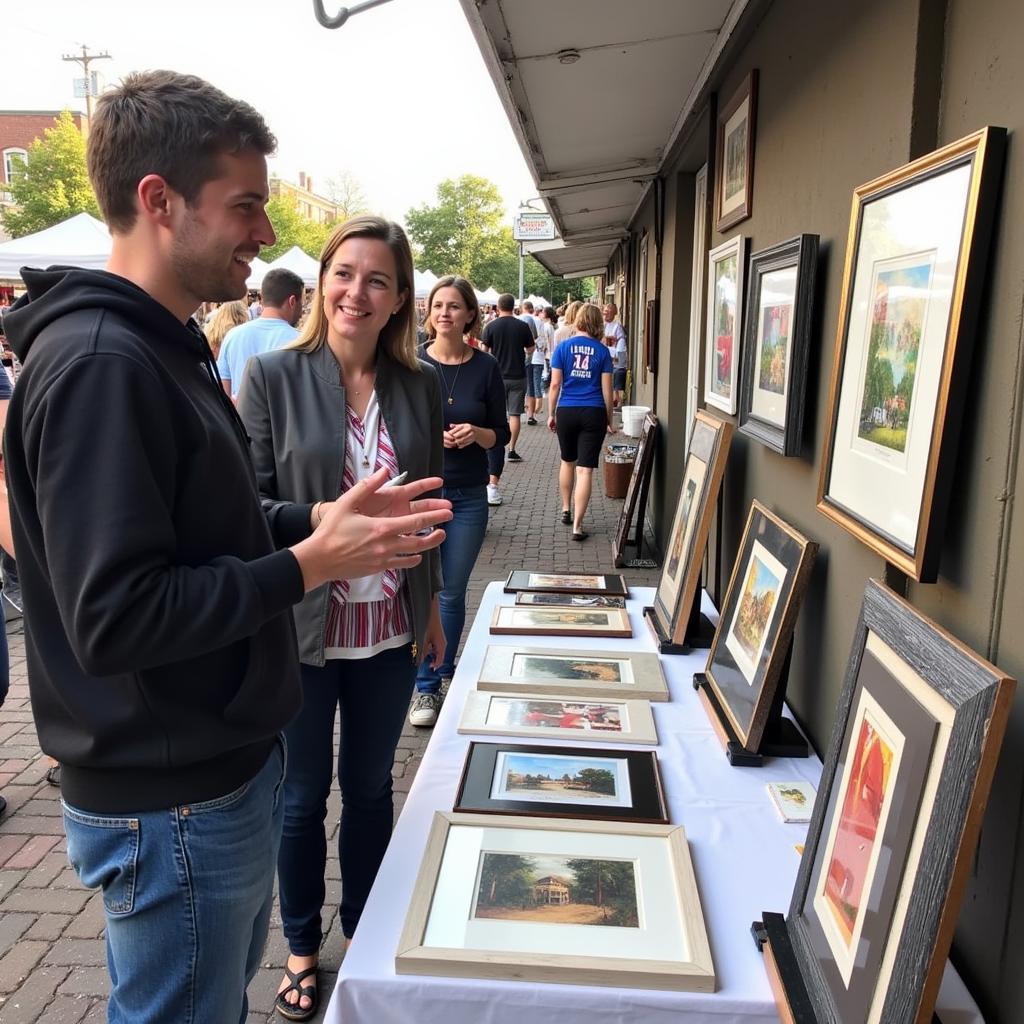 Lexington Fine Arts Street Fair: Artist interacting with visitors, discussing their work and techniques.