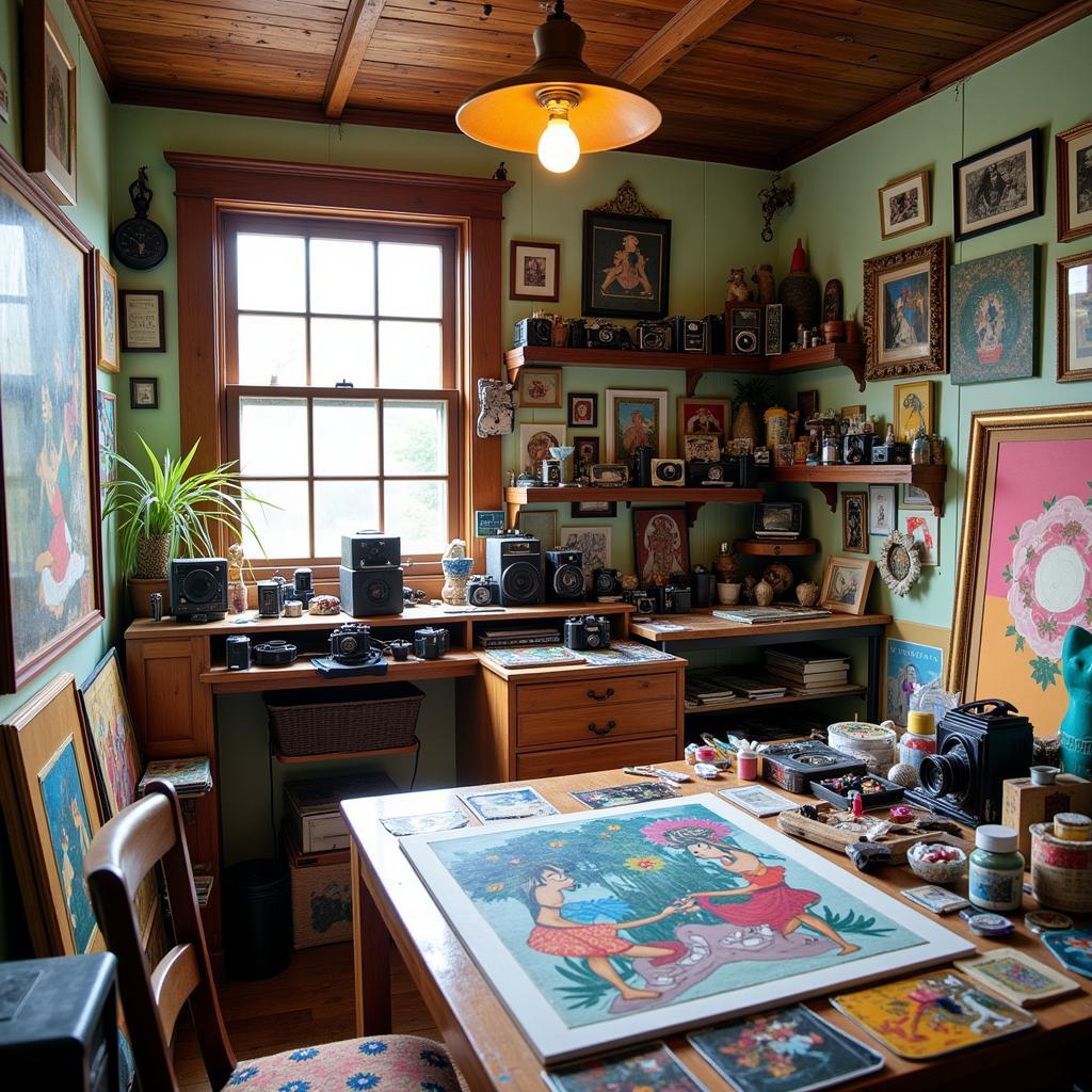 An Eclectic Art Studio in a Lil' Art House