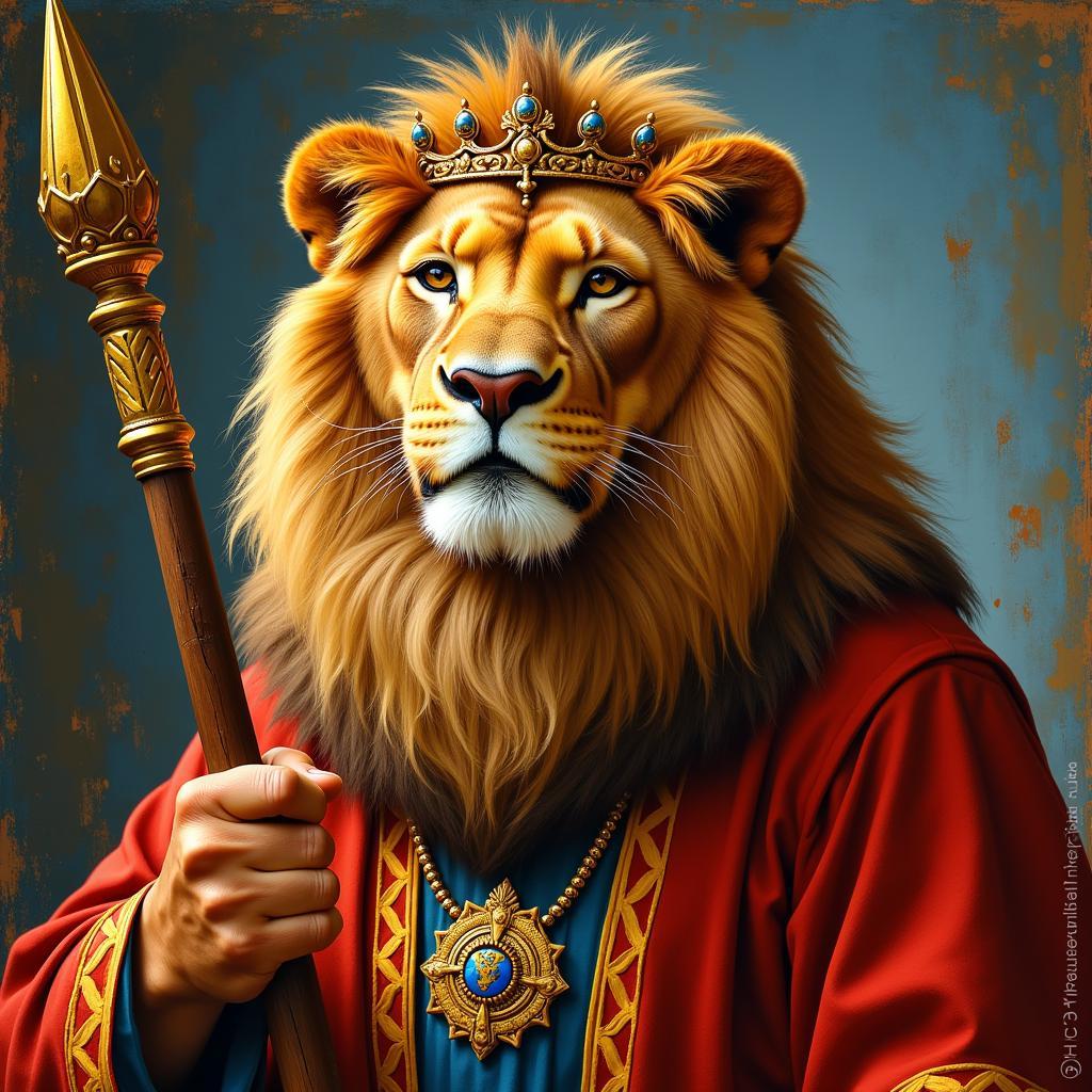 Traditional Painting of the Lion of Judah