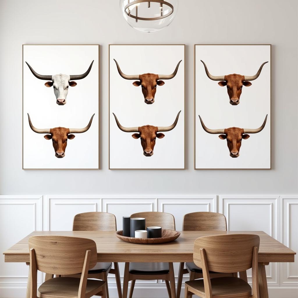 Longhorn canvas art complements modern farmhouse decor