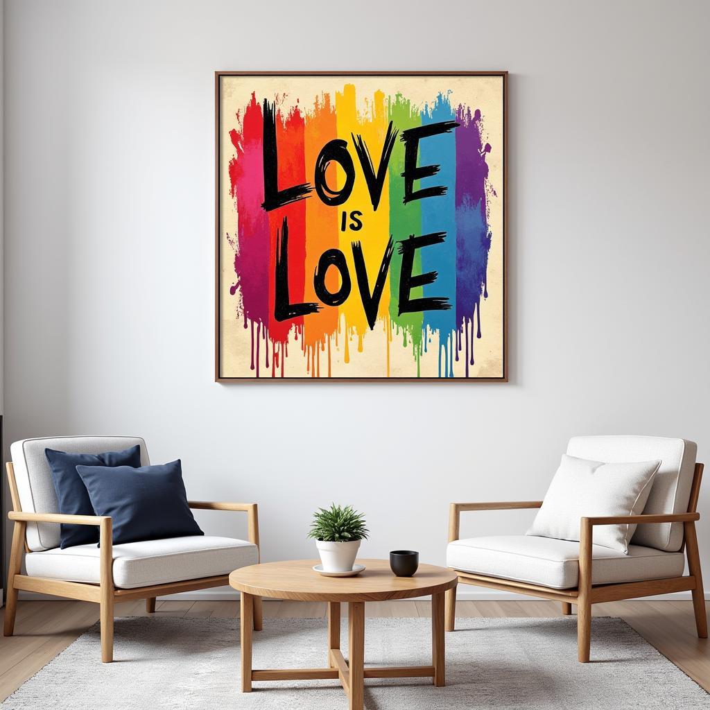 Love is Love Wall Art featuring a vibrant rainbow design