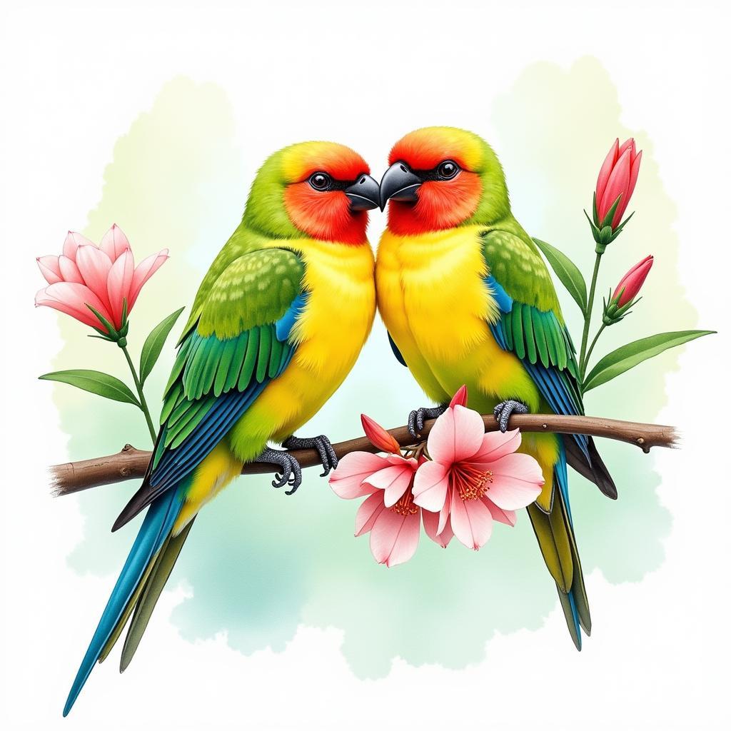 Lovebird Watercolor Painting