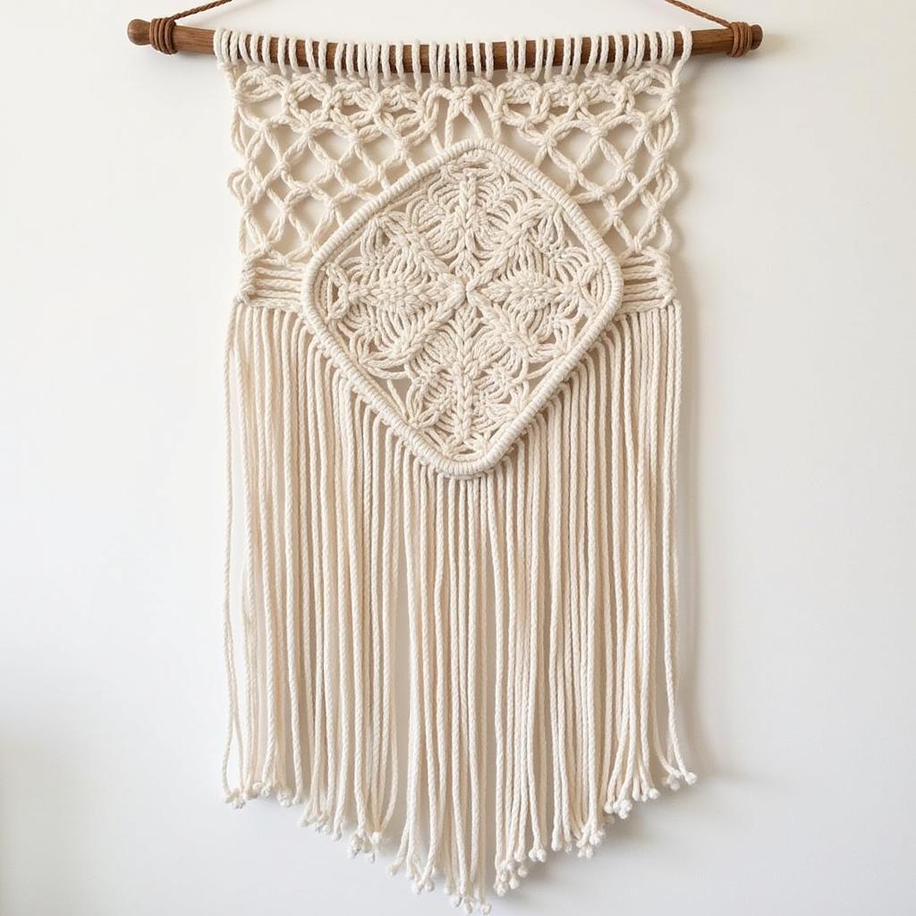 Intricate macrame wall hanging made with high-quality yarn art cotton