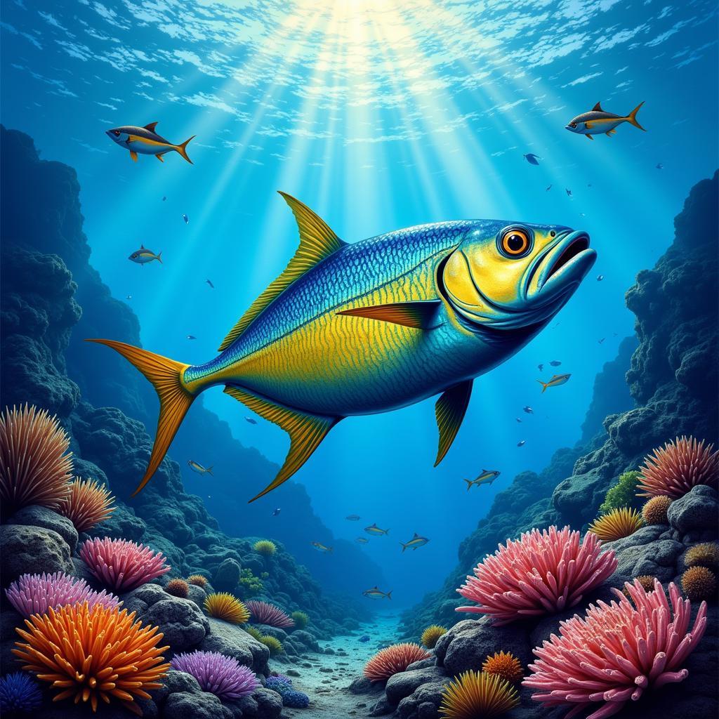 Mahi Mahi Painting in an Ocean Scene