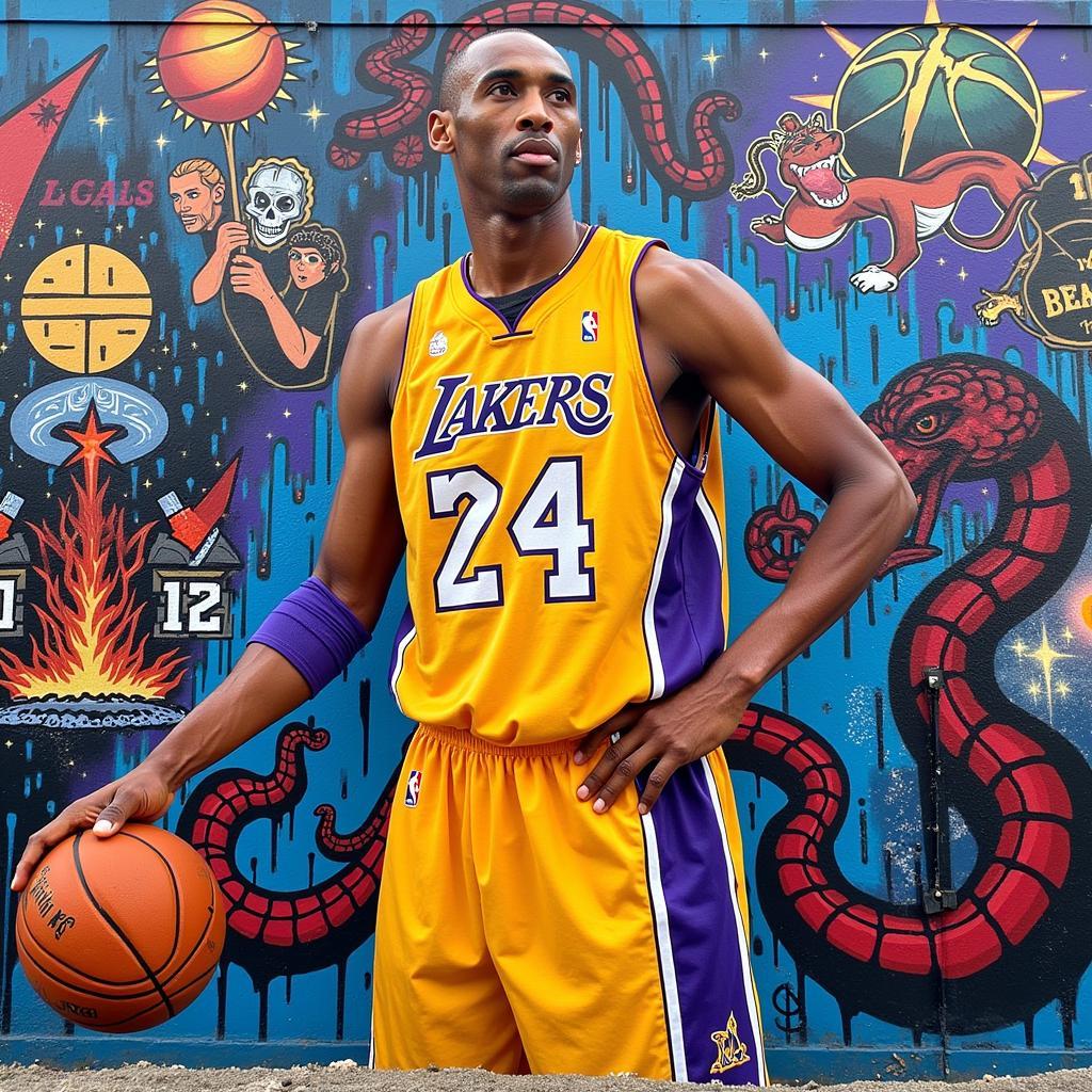 Graffiti Mural depicting Kobe Bryant and the Mamba Mentality