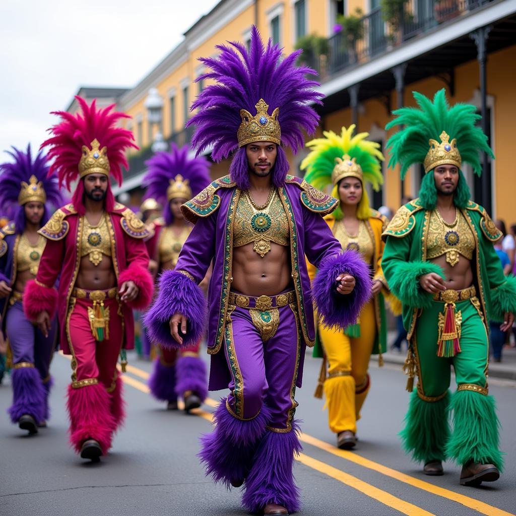 Mardi Gras Indians Parading in New Orleans