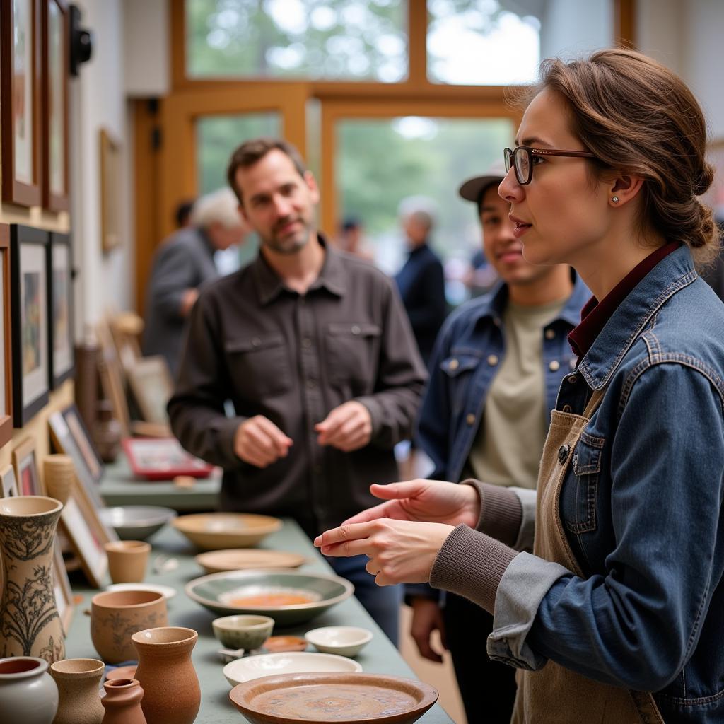 Artist Interacting with Visitors at the Fair