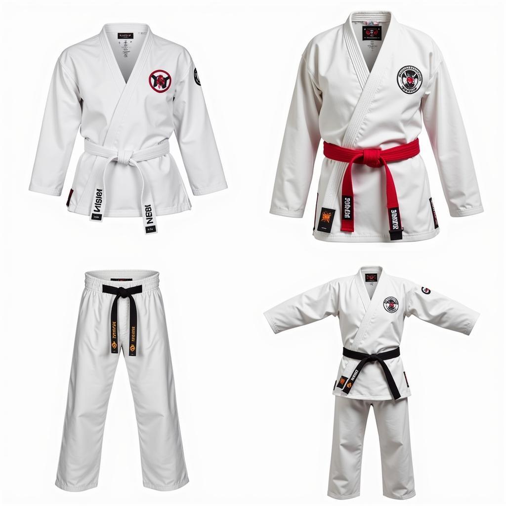 Martial arts uniforms categorized by discipline