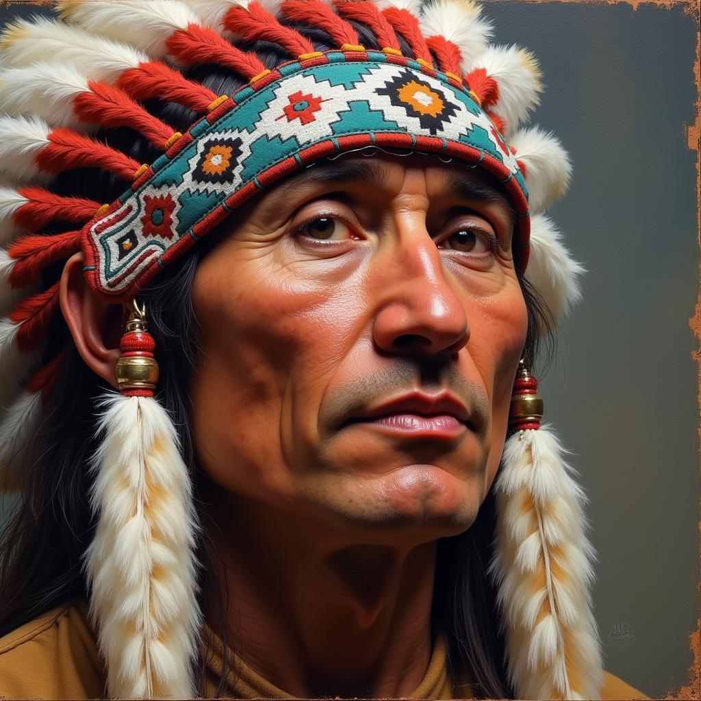 Martin Grelle Native American Portrait Painting