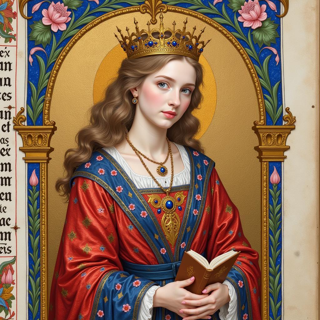 Medieval Princess in Illuminated Manuscript