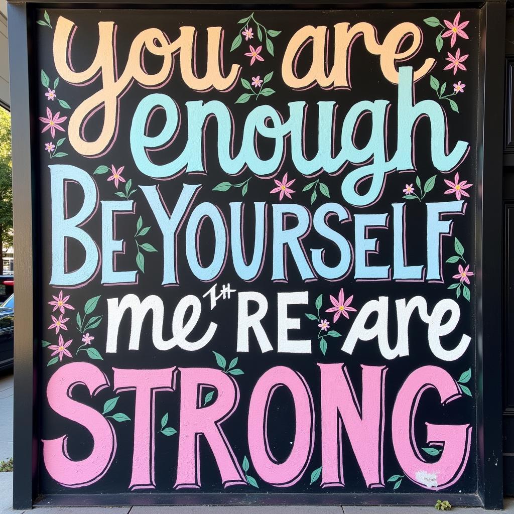 Chalk art with positive affirmations for mental health