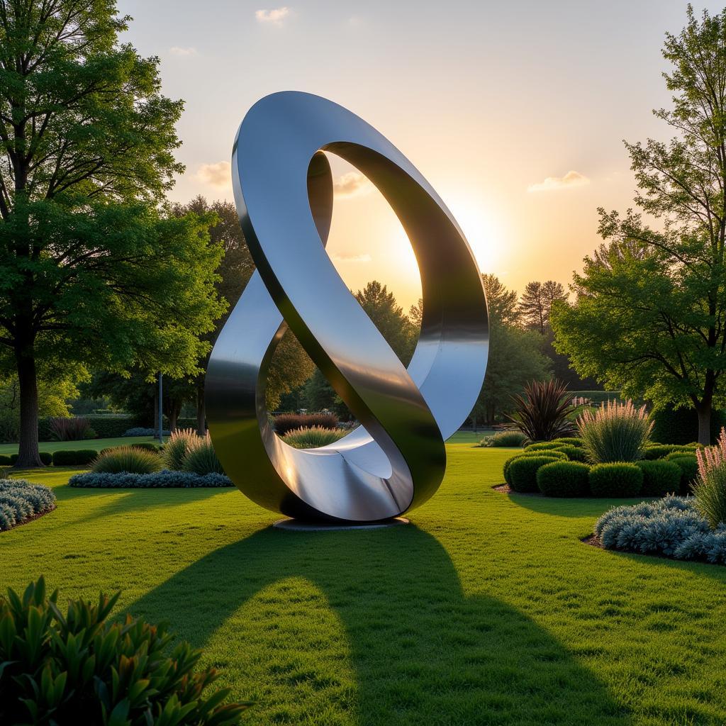 Metal Art Sculpture in an Outdoor Garden