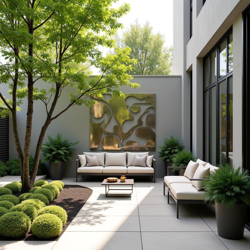 Metal Wall Hanging Adorning an Outdoor Patio