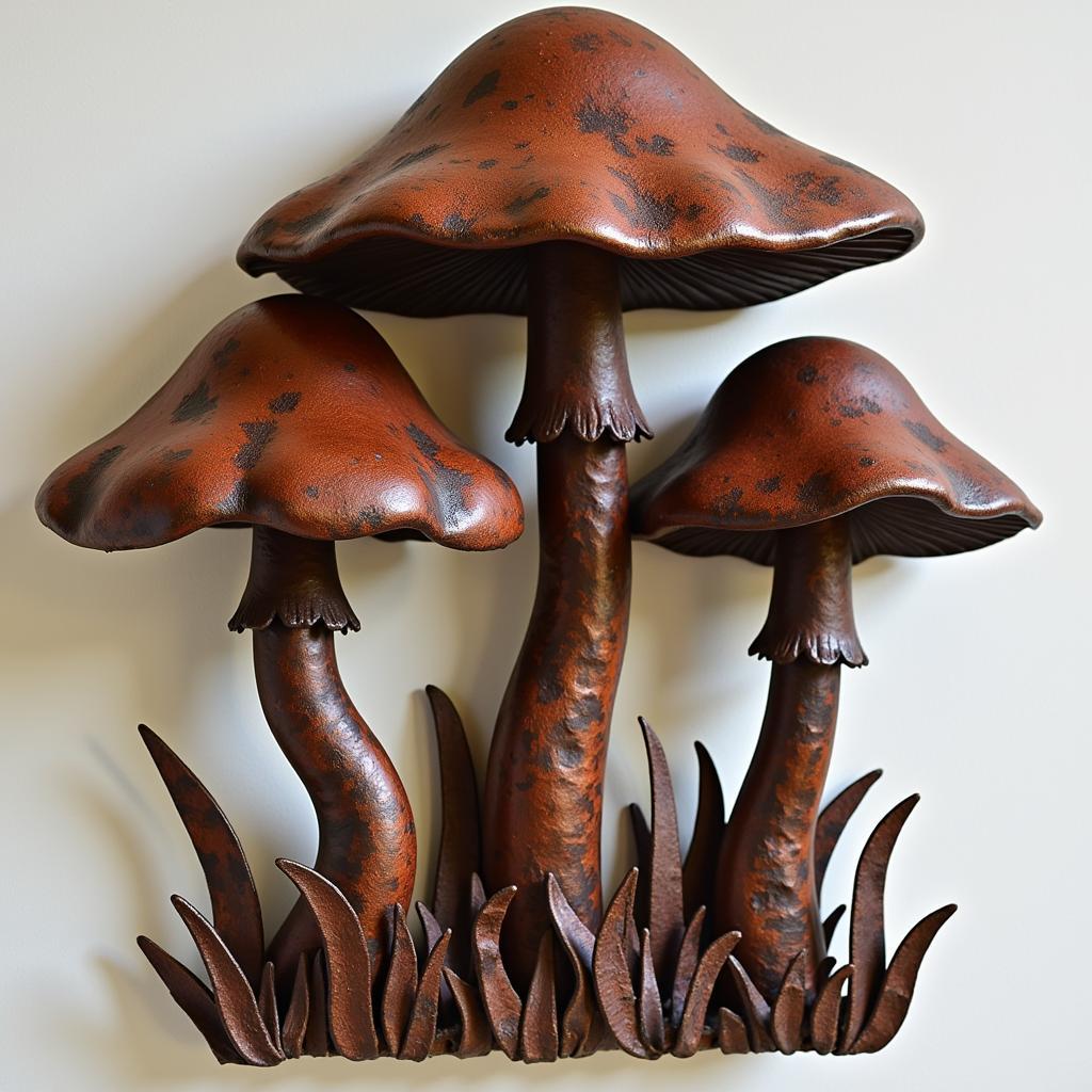 Rustic Metal Mushroom Wall Art