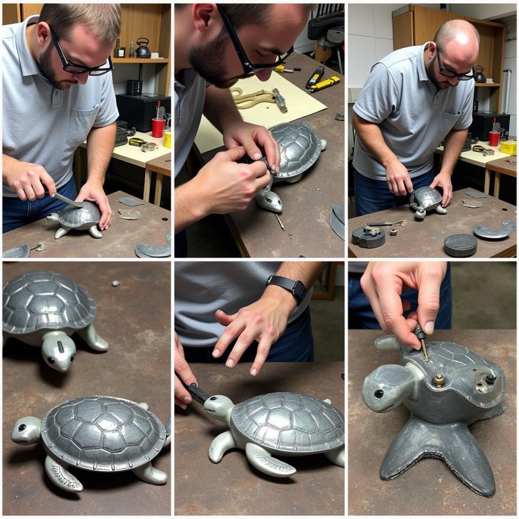 Creating a metal turtle sculpture