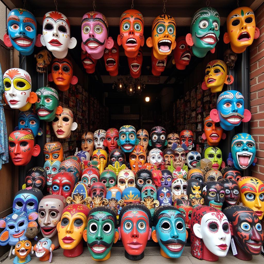 Mexican Mask Folk Art Display