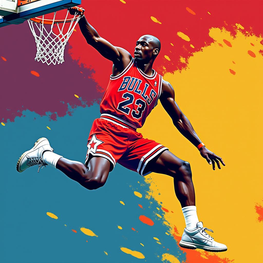 Michael Jordan Pop Art Dunk in Vibrant Colors