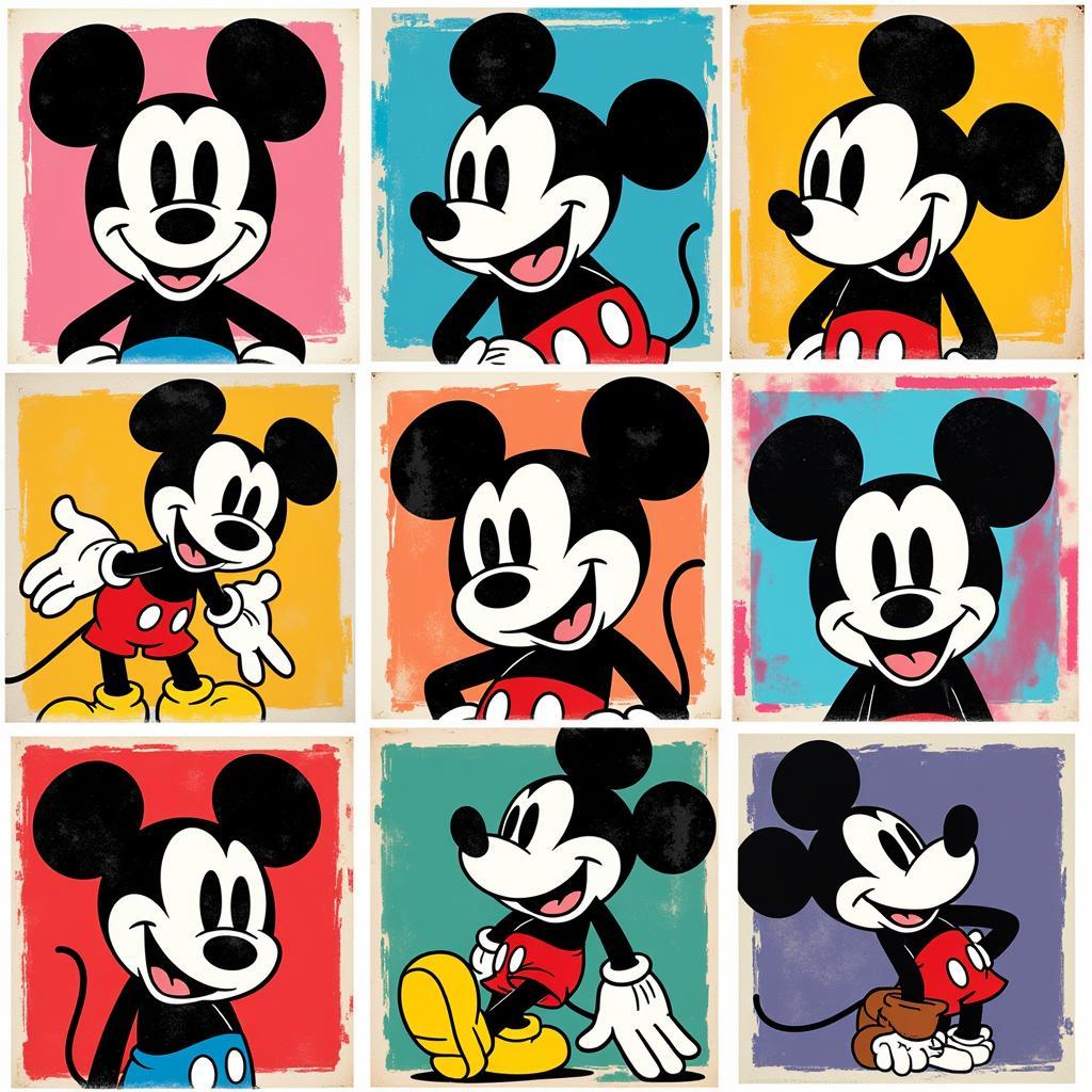 Mickey Mouse Pop Art Variations in Different Colors