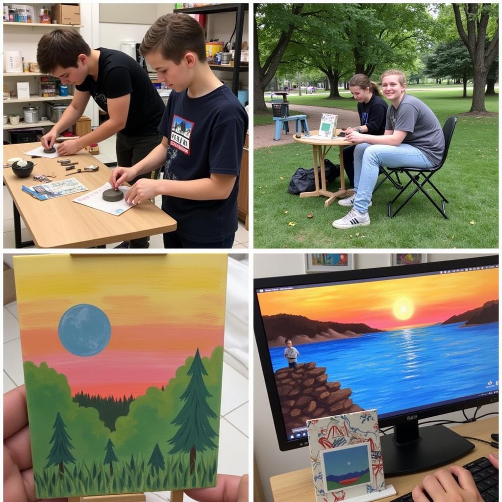 Exploring various art mediums in Midland art classes