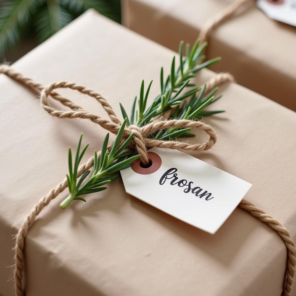 Minimalist Gift Wrap with Natural Elements