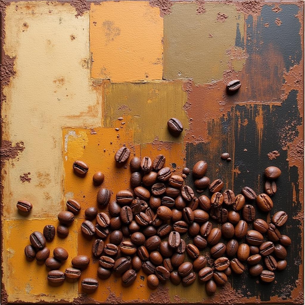 Mixed media coffee art using real coffee beans