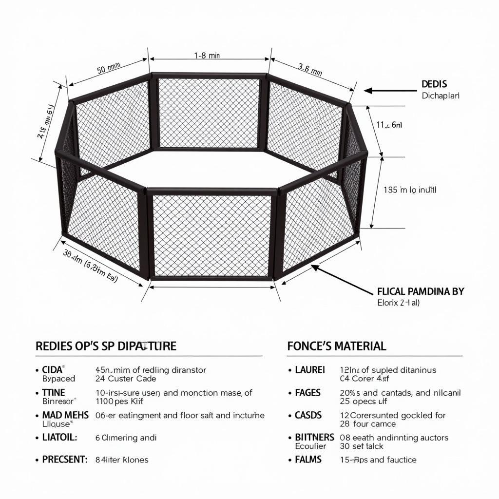 MMA Fight Enclosure Regulations: Detailed diagram showing the dimensions and construction materials of a standard MMA fight enclosure.