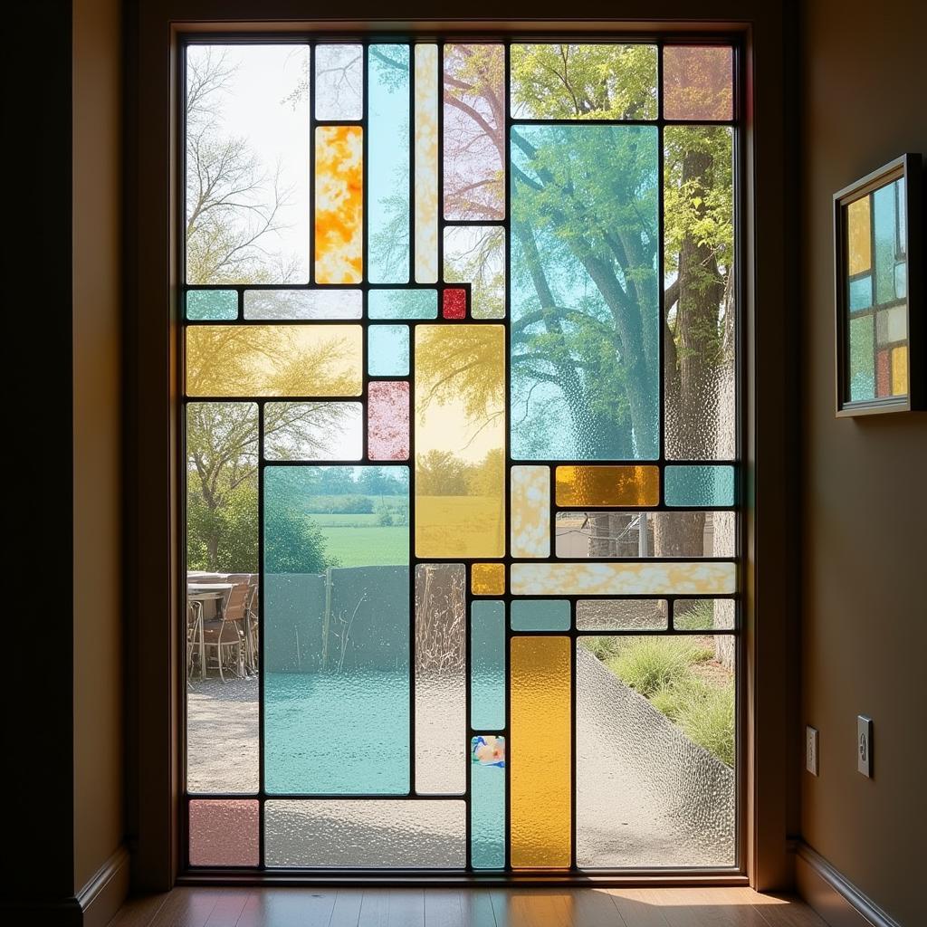 Modern Abstract Stained Glass Panel for Home Decor