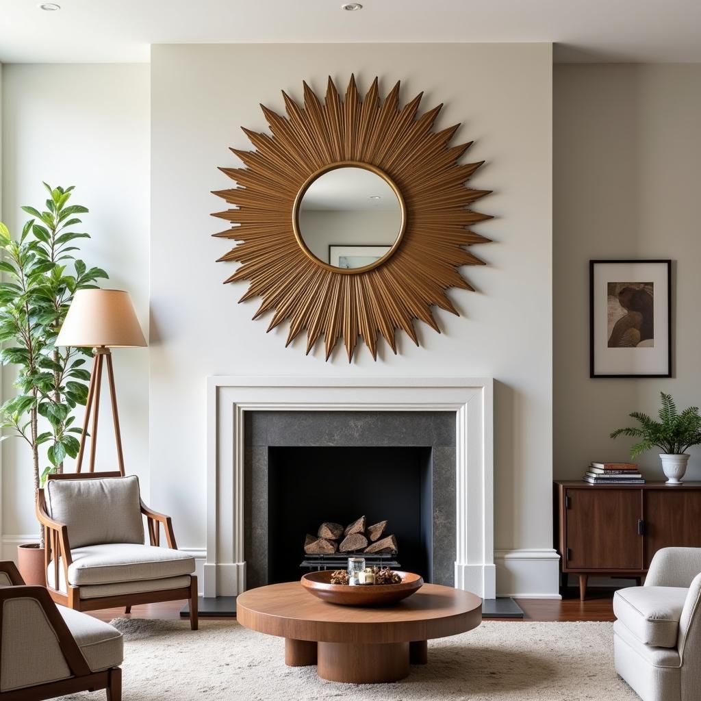 Modern Interior Design with Art Deco Sun Mirror