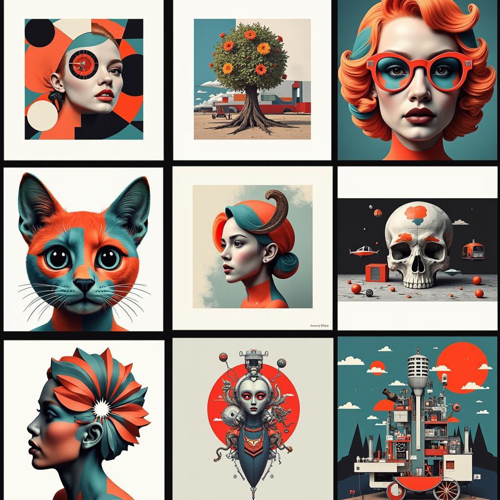 Modern Digital Collage Art Prints Examples