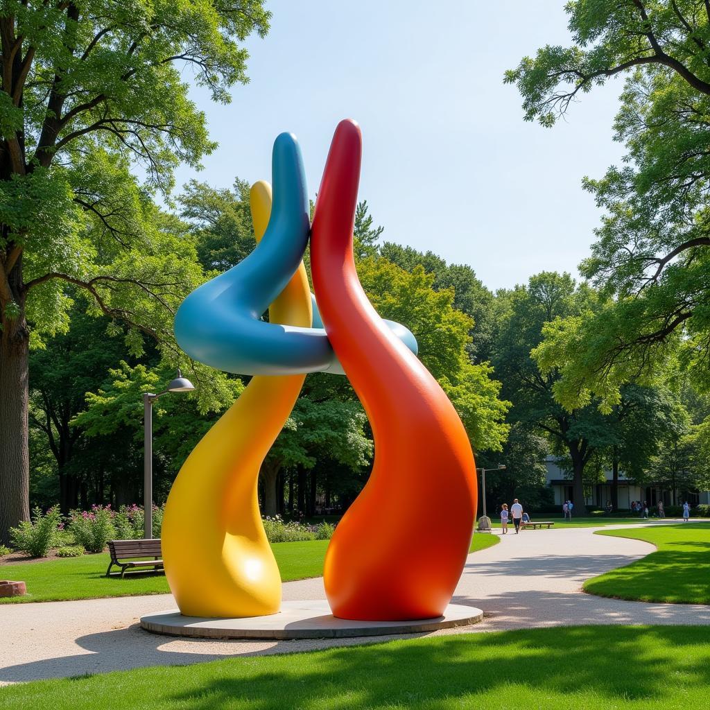 Modern large scale fiberglass sculpture in a public park