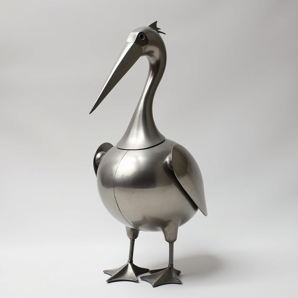 Modern Metal Pelican Sculpture