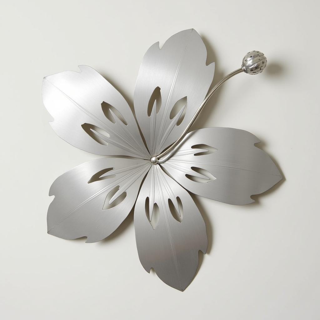 Modern Metal Wall Sculpture of a Stylized Plumeria Flower